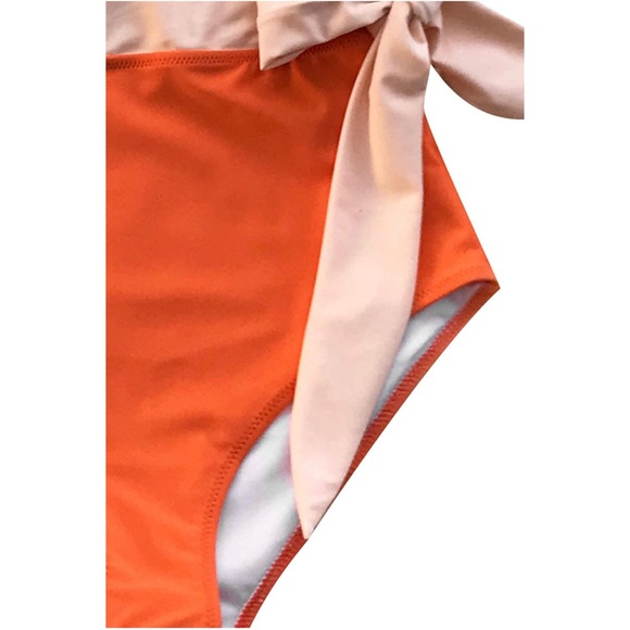 NWT ✨ Cupshe | Color Blocked Wrap Tie Swimsuit 🍊 - Picture 6 of 9
